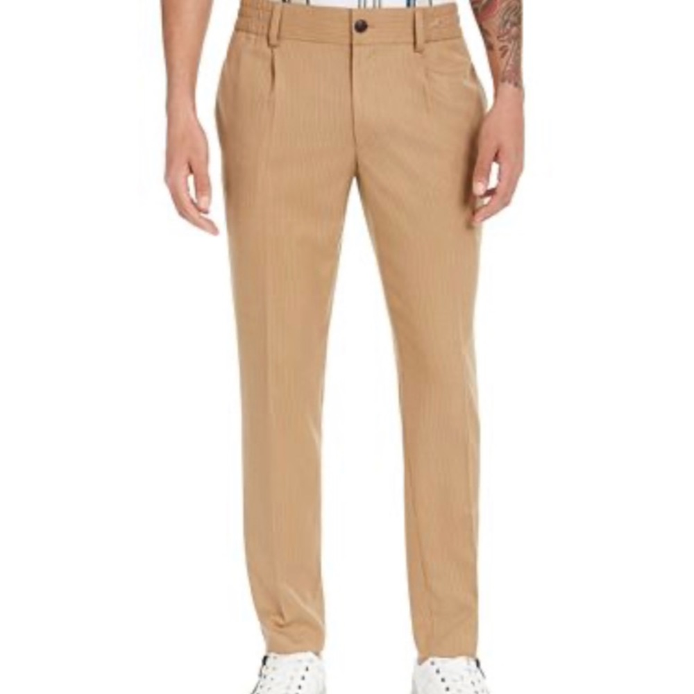 INC Men's Asher Pleated Slim-Fit Pinstripe Pants,